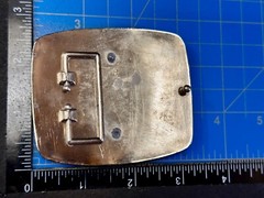 Custom Initial Block Letter Large I Silver Tone Outlined Reflective Belt Buckle