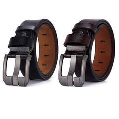 Men Women Real Leather Waist Belt Pin Buckle Wide Waistband Belt