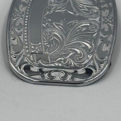 Western Floral Engraved Silver Tone Oval Belt Buckle Cowboy Scrollwork Design