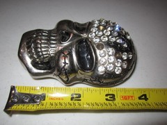 Rhinestone Covered Skull Head Belt Buckle Extremely Rare Find!!!
