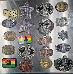 Vintage LOT OF 20 belt buckles 2000s Chrome BRASS metal Some New Some Old LotE