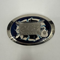 Vintage CB Radio Metal Belt Buckle with Metalic Enamel