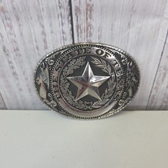 Silver Tone Metal Belt Buckle State Of Texas Lone Star Western Fashion Cowboy