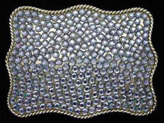 QE15111 REALLY COOL **BLUE CRYSTALS** FASHION SILVERTONE BELT BUCKLE