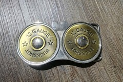 12-gauge shotgun shell « BUCKSHOT » belt buckle Distressed