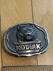 Vintage Great American Buckle Kodiak Smokeless Tobacco Bear Belt Buckle