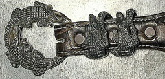 JEFF DEEGAN – UPSCALE LUXURY STERLING SILVER DOUBLE ALLIGATOR 1&Prime; BELT BUCKLE SET