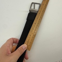 Tommy Bahama Black/Gray Reversible Braided Belt stretch Silver Buckle S/M NWOT