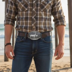 Men Dark Silver Color Metal Belt Buckle Deer Nature Hunter Western Biker Fashion