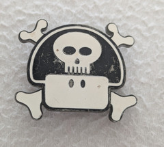 Vintage 2005 Nintendo Power Up Mushroom Skull Belt Buckle White And Black