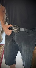 Skull & Crossbones Belt Buckle Gothic Biker Wearable Art OOAK Darren McNeese