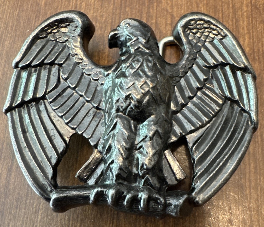 Vintage 80s AVON Perched Eagle Patriotic Metal Belt Buckle 🇺🇸 250 Years EUC