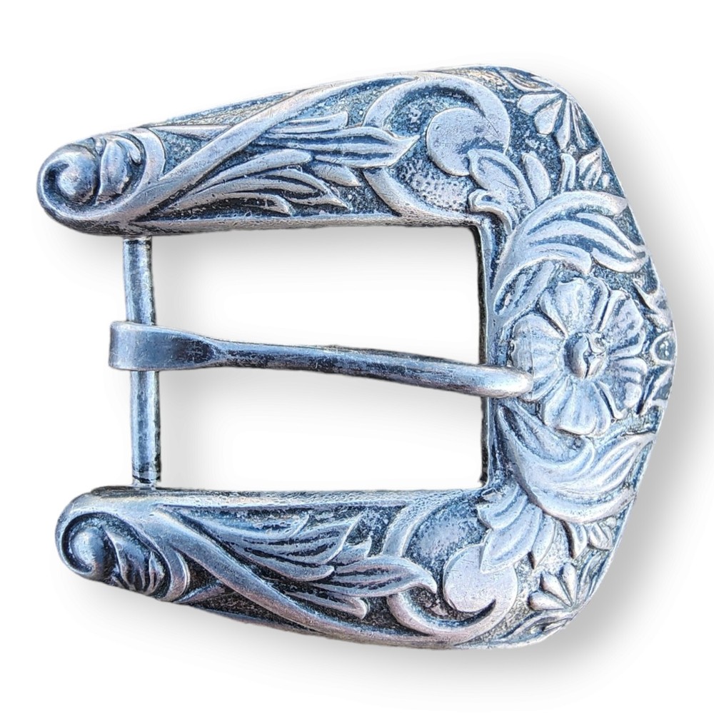 Vintage Belt Buckle Sterling Silver 925 Southwestern Floral Buckle