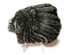 ✖ HQ WESTERN Indian Chief Native Cowboy Rodeo Style Belt Buckle Heritage USA