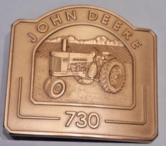 belt buckle 24K gold plated John Deere 730 tractor in case limited edition