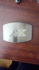 Armani Exchange Silver Metal Western Rhinestone Logo Men&rsquo;s Belt Buckle