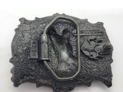 Vintage « I&rsquo;d Rather Be Hunting » Duck Hunter 1994 Green Pewter Belt Buckle
