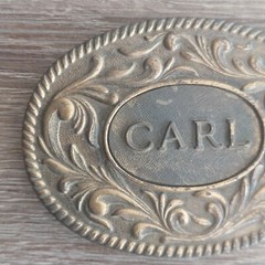 Vintage 1977 The Kinney Co « CARL » Heavy Duty Oval Metal Belt Buckle