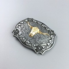 Silver Gold Double Color Western Long Horn Bull Belt Buckle also Stock in US