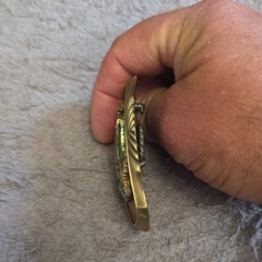 Paintree Vintage 1978 Western Cowboy Oval Gold Tone Belt Buckle Blue Green