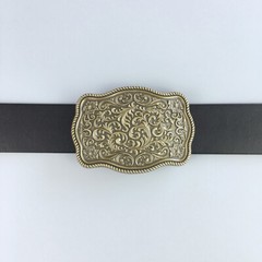 Antique Bronze Western Flower Pattern Rectangle Belt Buckle Boucle de Ceinture