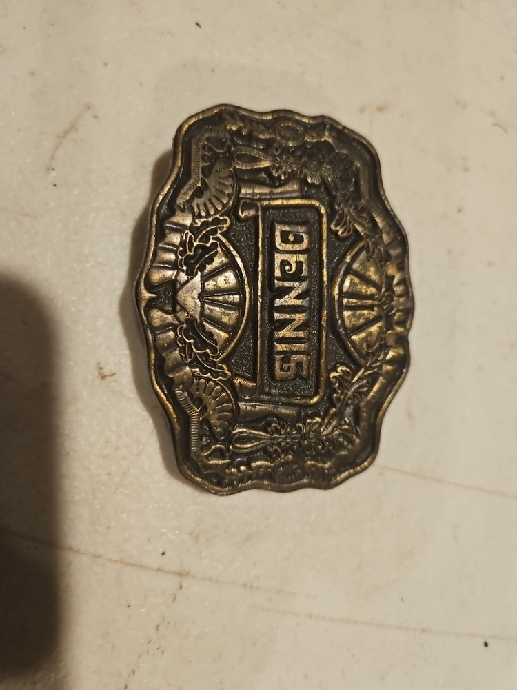 Oden Inc Personalized Solid Brass Belt Buckle Says DENNIS »