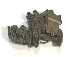 Vintage Belt Buckle 1970&rsquo;s Western Wear History Theme 1979 Bergamont Brass Works