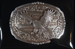 Nocona M&F Western Oval Rectangle Buckle American Flag Eagle 37944