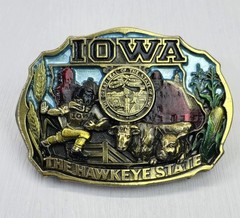 The Great American Buckle Co. 1986 Iowa Hawkeye State Enamel 1821 USA Made