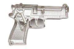 Gun Belt Buckle Iced Style Silver Metal Full of Rhinestones Revolver Pistols Men