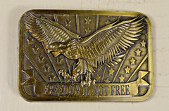 Brass Freedom Is Not Free Commemorative Patriotic Belt Buckle by Sponsor 2014