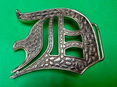 Initial Letter D Calligraphy Style Cutout Large Gold Color Belt Buckle