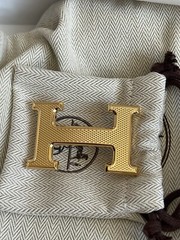 Size 95 NEW HERMÈS H Guillochee Buckle Reversible Noir/Gold Leather Strap 32mm