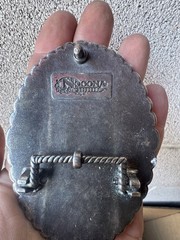 Nocona Western Belt Buckle Cowboy Man at Cross Praying Silver 37374