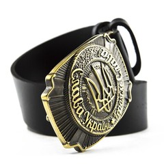 Brass belt buckle Glory to Ukraine!, National Ukrainian trident belt buckle