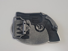 Silver Finish Pistol Gun & Bullets Buckle Western Cowboy Belt Buckle