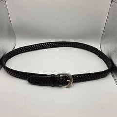 Brighton 94603 Dark Brown Braided Woven Leather Belt Silver Buckle 38