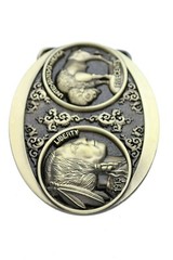 NEW Men Antique Gold Metal Fashion Belt Buckle Native Buffalo Bull 5 Cents Coin