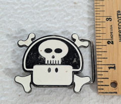 Vintage 2005 Nintendo Power Up Mushroom Skull Belt Buckle White And Black