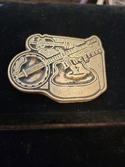 Bluegrass Belt Buckle Bango Guitar Fiddle Detailed 2”x3” Brass
