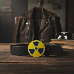 Unisex Fashion Belt Buckle Silver Metal Yellow Nuke Bomb Nuclear Animation Anime