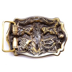 American Bison Buffalo Skull, Longhorn Cattle Buffalo Bison Skull belt buckle,