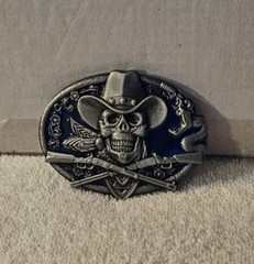 COWBOY SKULL RIFLE GUN SNAKE HAT BANDANA WESTERN RODEO BELT BUCKLE