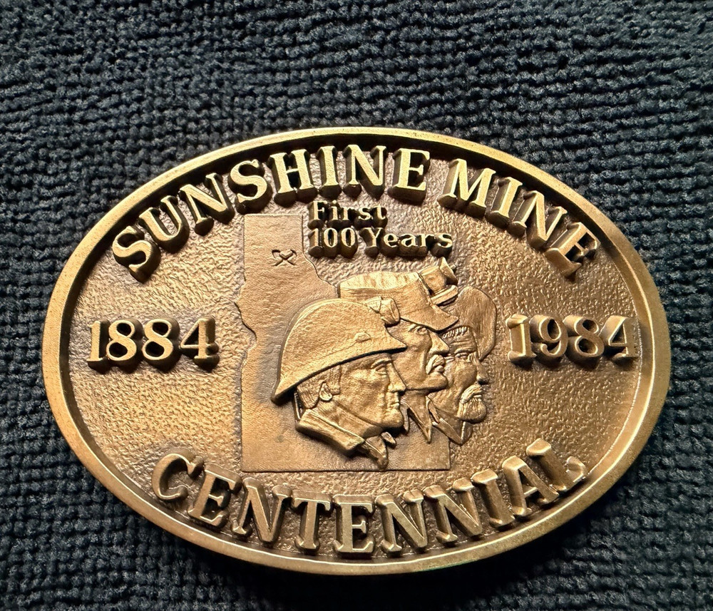 Sunshine Mine Centennial 1884-1984 Frame Belt Buckle