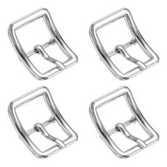 4Pcs Single Prong Belt Buckle 0.75&Prime; ID Curved Bow Buckle for Belt, Silver