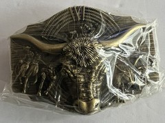 Cowboy Belt Buckle Texas Bull and Horses Western Belt Buckle