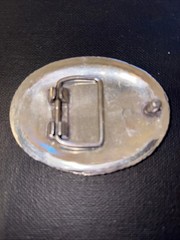 Justin Boots Champion Western Belt Buckle Oval Silvertone W Floral Engrave2x2.75