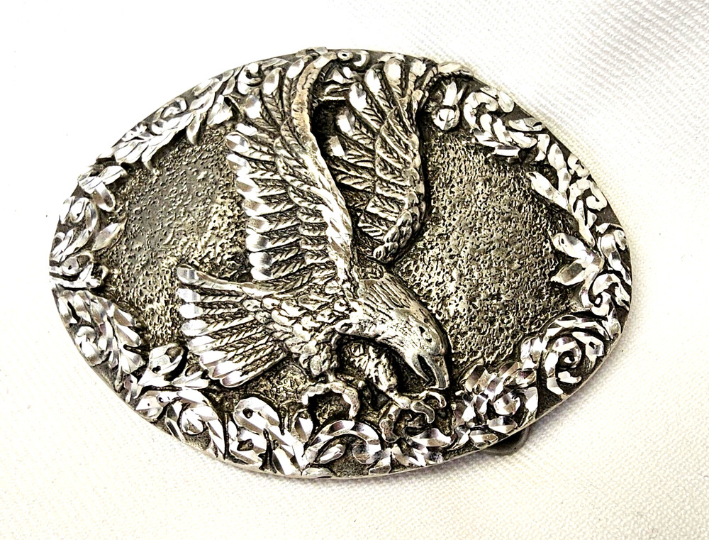VTG American Eagle Patriotic Pewter Belt Buckle 1993