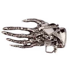 3 PCS Set Love Kills Slowly Hand Bone Skull Western Belt Buckles for Men & Women