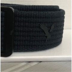 American Eagle Black Adjustable Cotton Web Belt Slider Buckle Mens Small NWT